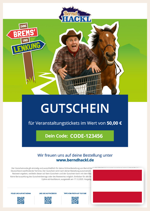 Beispiel-Gutschein für Bühnenevents in Österreich