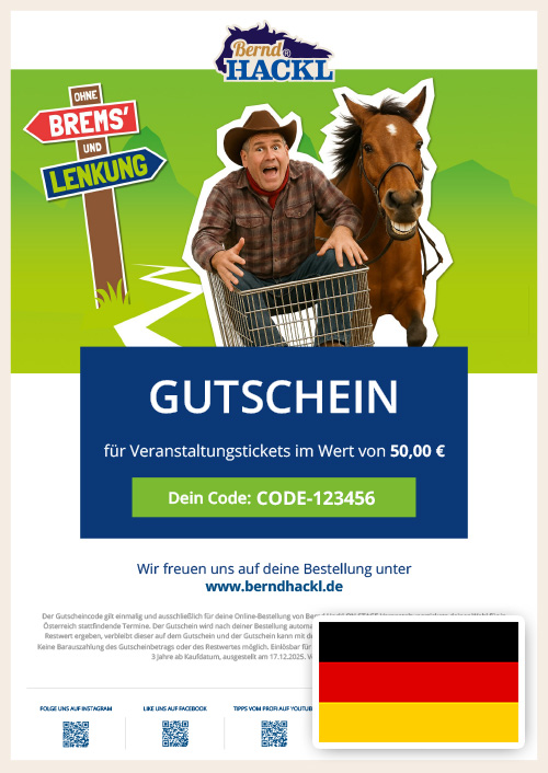 Beispiel-Gutschein für Bühnenevents in Deutschland